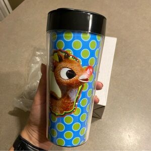 Rudolph The Red-Nosed Reindeer 16oz Plastic Travel Cup With Lid And Original Box